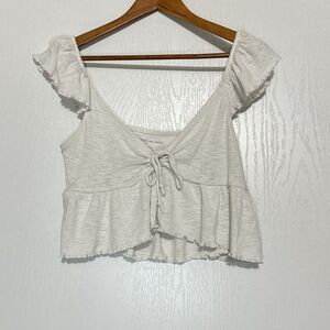 American Eagle Outfitters Baby Doll Tee Off White Top Size Large
